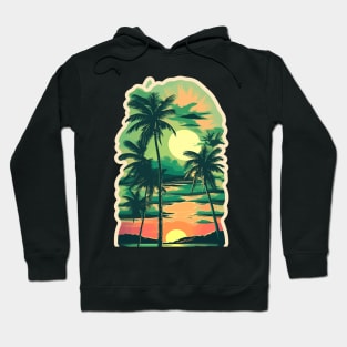 sunset palm tree Hoodie